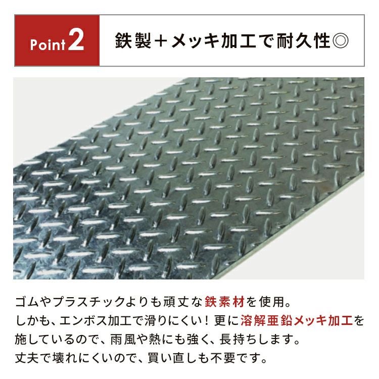 オーダーメイド 段差スロープ 鉄 縞鋼板 溶融亜鉛メッキ 厚み4.5mm