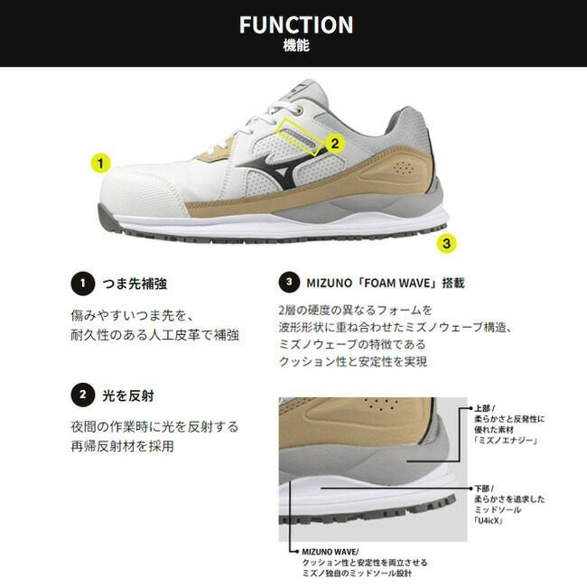 ミズノmizuno安全靴作業靴オールマイティ【F1GA2400】HW211L|安全ブーツシューズ靴現場作業靴作業用作業安定安定感紐ヒモメンズワークブーツワークシューズおしゃれ軽量ローカット