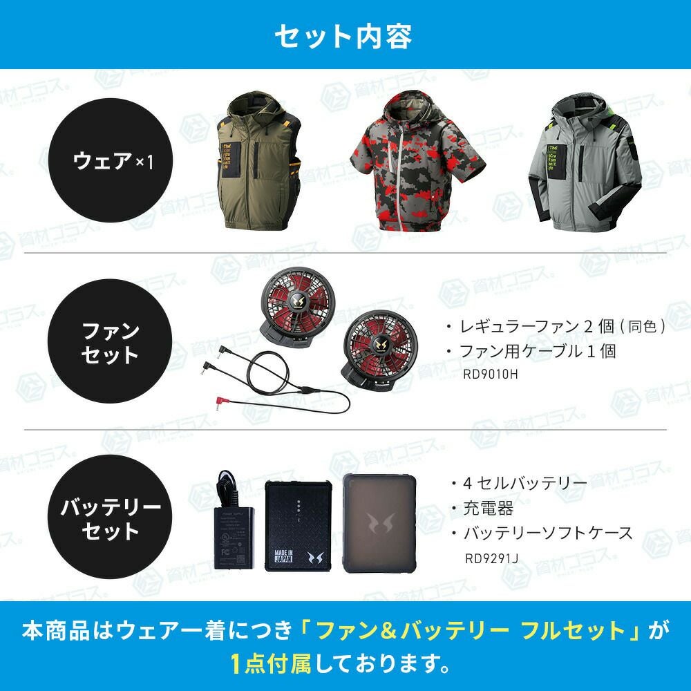 【2023年ファン&バッテリー付き】空調風神服bigborn空調ウェア【EBA5088】半袖ジャケット