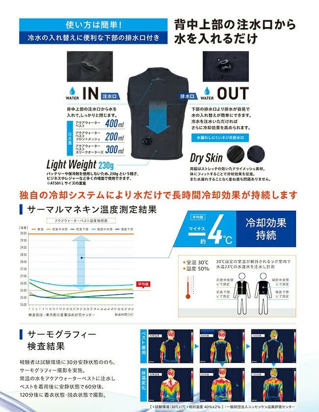 アクアウォーターベスト【AT501】スリークォーターズ