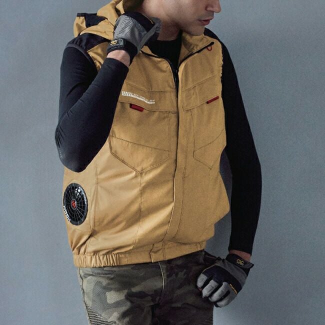 【2025年28Vバッテリー＆ファンセット】村上被服HOOH鳳凰快適ウェア【V2519】サイドファンフードベスト