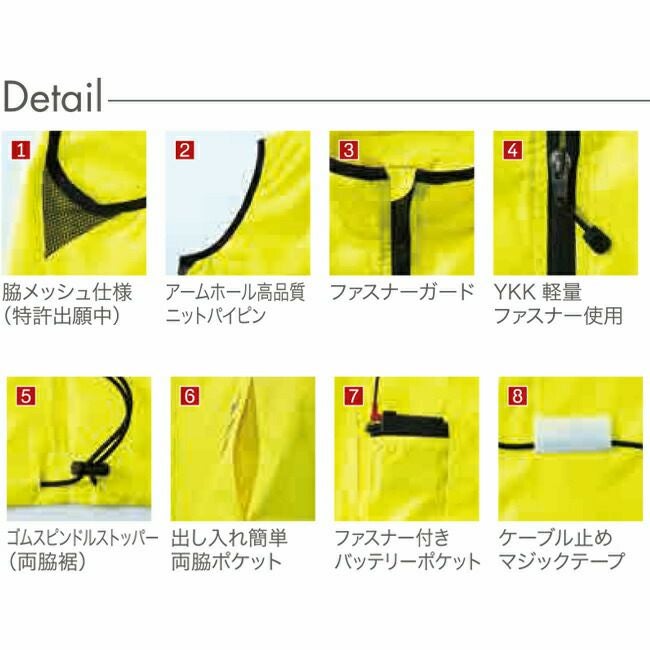 【2025年28Vバッテリー＆ファンセット】鳳凰村上被服快適ウェア【V9699】ネオンカラーファンベスト