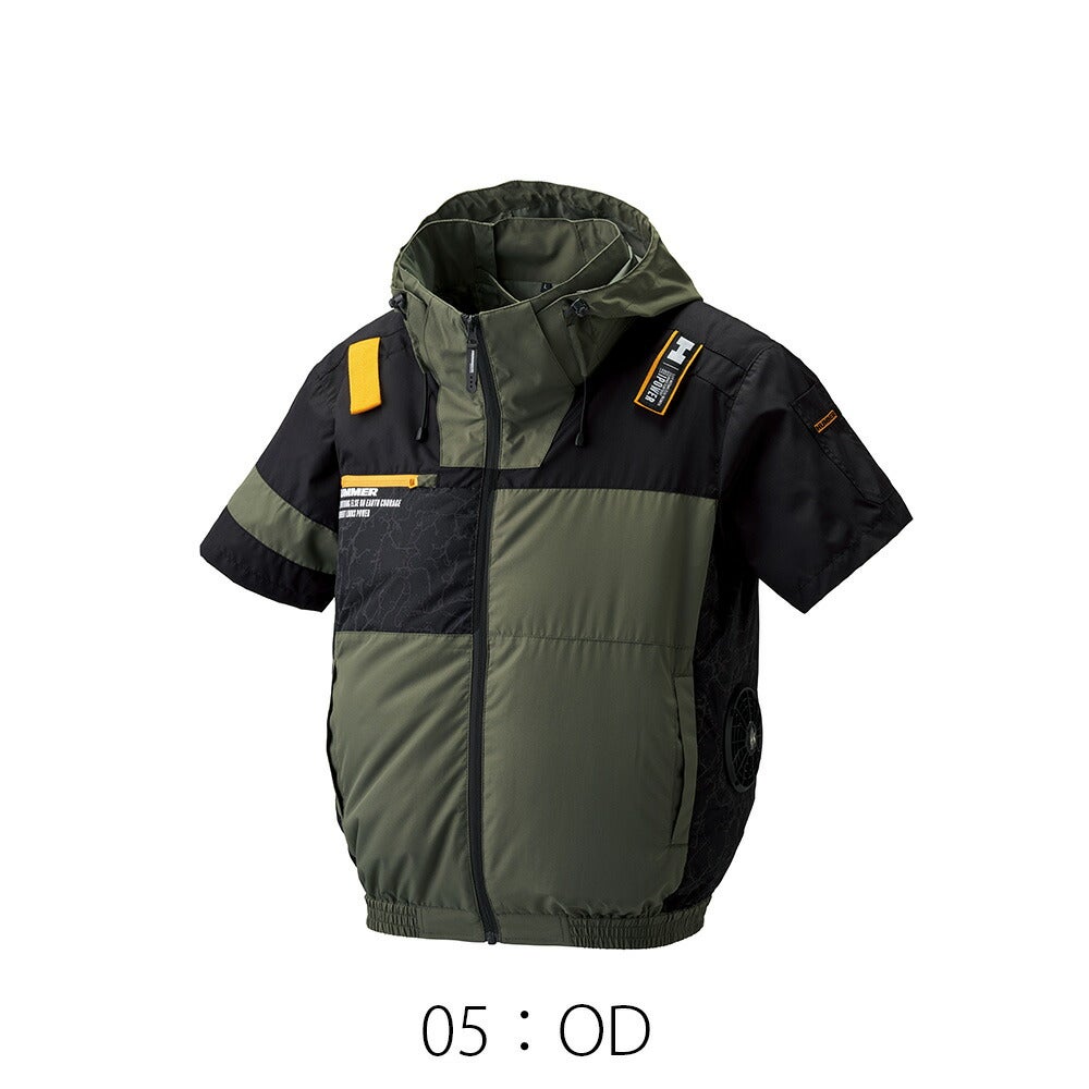 空調風神服アタックベースHUMMER空調ウェア服【09905】服単体半袖|夏涼しいクール空調ウェア服作業着夏場現場作業熱中症対策おしゃれかっこいいカジュアルメンズレディース作業着作業服