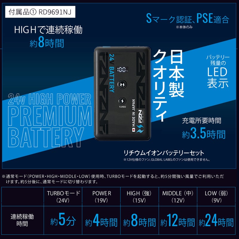 【2026年24V日本製バッテリー＆ファン付き】空調風神服アタックベース空調ウェア服【8700】Thetoughベスト