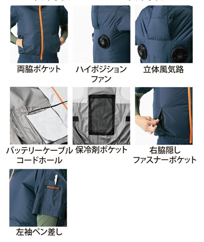 空調風神服アタックベースThetough空調ウェア服【2245】ペルチェデバイス付き半袖