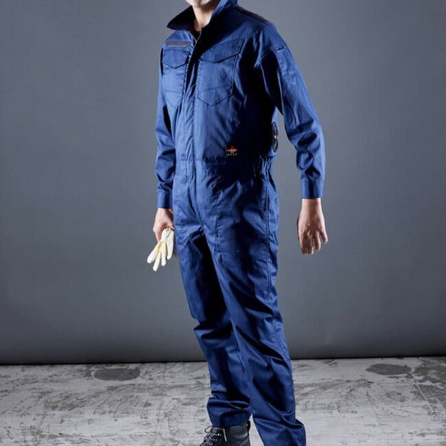 【2026年30V専用バッテリー＆ファン付き】村上被服HOOH快適ウェア服空調ウェア【V4288】難燃つなぎ|夏涼しいクール空調ウェア服作業着夏場現場作業熱中症対策おしゃれかっこいいカジュアルメンズレディース作業服