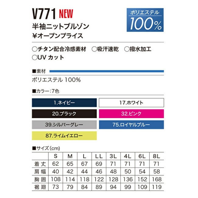 【2026年30V専用バッテリー＆ファン付き】鳳凰村上被服快適ウェア【V771】半袖ニットブルゾン｜夏猛暑クール熱中症涼しいひんやりカモフラ着心地カジュアルおしゃれメンズジャケットウェアメッシュ新作大きいサイズ