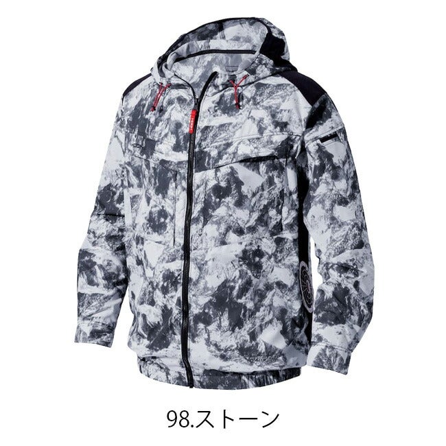 【2026年30V専用バッテリー＆ファン付き】村上被服HOOH快適ウェア服空調ウェア【V8812】サイドファン長袖フードジャケット|夏涼しいクール空調ウェア服作業着夏場現場作業熱中症対策おしゃれかっこいいカジュアルメンズレディース作業着作業服