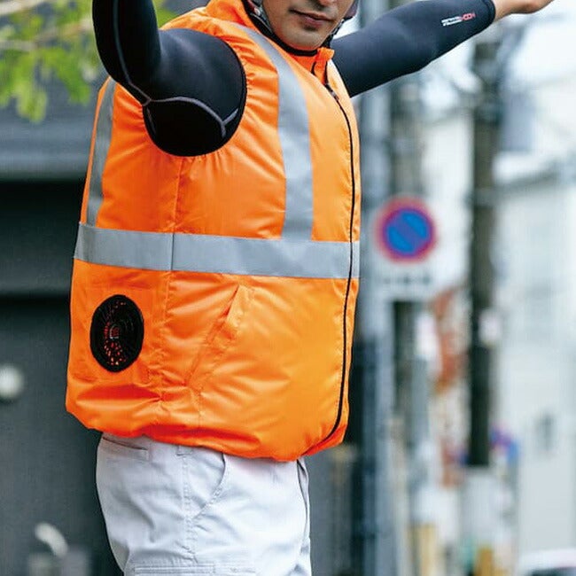 【2026年30V専用バッテリー＆ファン付き】村上被服HOOH快適ウェア服空調ウェア【V9799】ネオンカラー反射ベスト|夏涼しいクール空調ウェア服作業着夏場現場作業熱中症対策おしゃれかっこいいカジュアルメンズレディース作業服