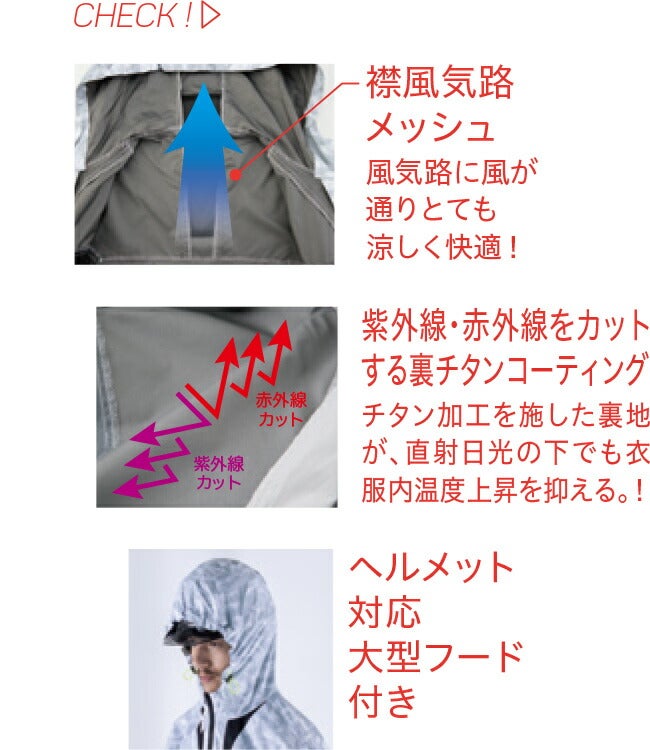 【2026年30V海外製バッテリー＆ファン付き】ビッグボーンbigborn空調風神服EBA5018フード付き半袖ジャケット|空調風神服サンエスSUN-S|ファンクール涼しい夏熱中症猛暑対策夏用おしゃれかっこいいカジュアルワークタウンメンズレディース