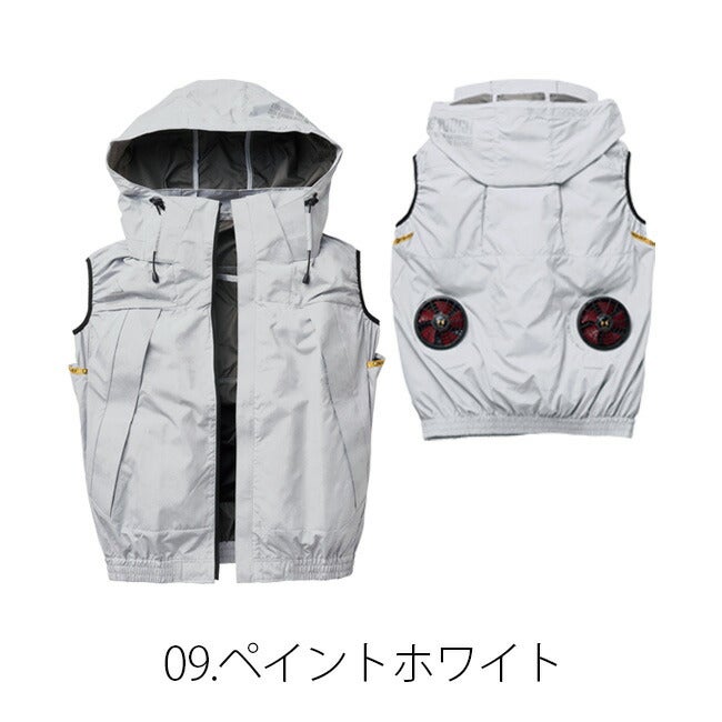 【2026年30V海外製バッテリー＆ファン付き】空調風神服アタックベース空調ウェア服【5540】Thetoughチタンフードベスト|夏涼しいクール空調ウェア服作業着夏場現場作業熱中症対策おしゃれかっこいいカジュアルメンズレディース作業着作業服