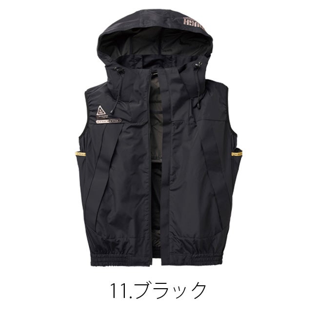 【2026年24V日本製バッテリー＆ファン付き】空調風神服アタックベース空調ウェア服【5540】Thetoughチタンフードベスト|夏涼しいクール空調ウェア服作業着夏場現場作業熱中症対策おしゃれかっこいいカジュアルメンズレディース作業着作業服