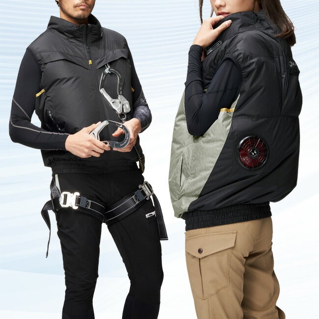 【2026年24V日本製バッテリー＆ファン付き】空調風神服アタックベース空調ウェア服【6640】Thetoughチタンベスト|夏涼しいクール空調ウェア服作業着夏場現場作業熱中症対策おしゃれかっこいいカジュアルメンズレディース作業着作業服