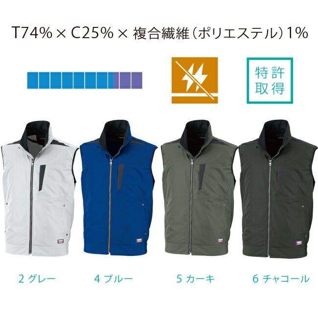 【2026年24V日本製バッテリー＆ファン付き】サンエスSUN-Skansai空調風神服K1005ベストカンサイ綿混空調ブルゾンジャケット｜新モデル新色メンズレディース夏猛暑酷暑熱中症涼しい空調おしゃれカジュアルかっこいい高所フック制電