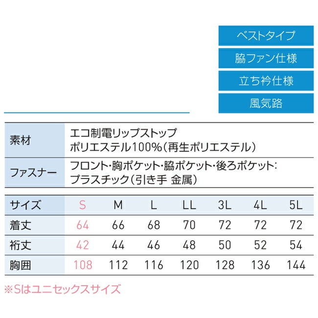 【2026年30V海外製バッテリー＆ファン付き】空調風神服sun-sサンエス空調ウェアエコベストKF92422|夏クール空調空調ウェア涼しい冷たい爽快ひんやりアイスウェア冷感ウェア冷却作業着現場作業場夏場熱中症暑さ対策熱中症対策実用フルセット