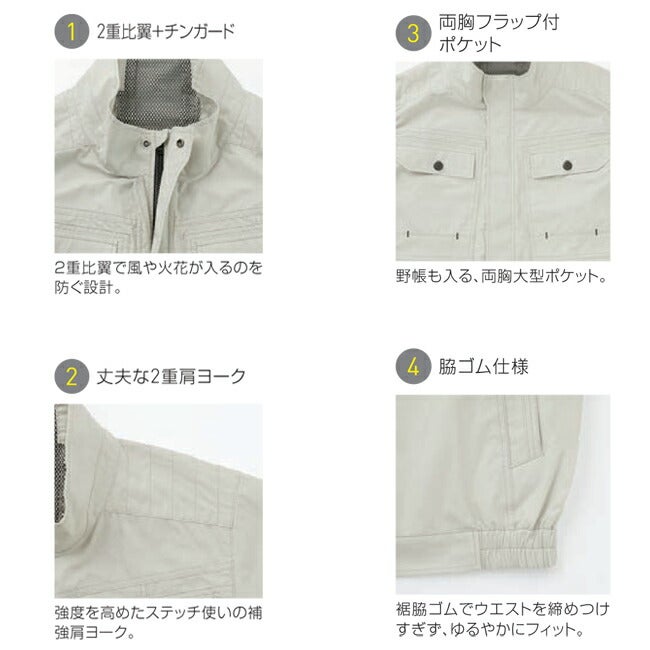 【2026年30V海外製バッテリー＆ファン付き】空調風神服sun-sサンエス空調ウェア半袖ブルゾンKF92450|夏クール空調空調ウェア涼しい冷たい爽快ひんやりアイスウェア冷感ウェア冷却作業着現場作業場夏場熱中症暑さ対策熱中症対策実用フルセット