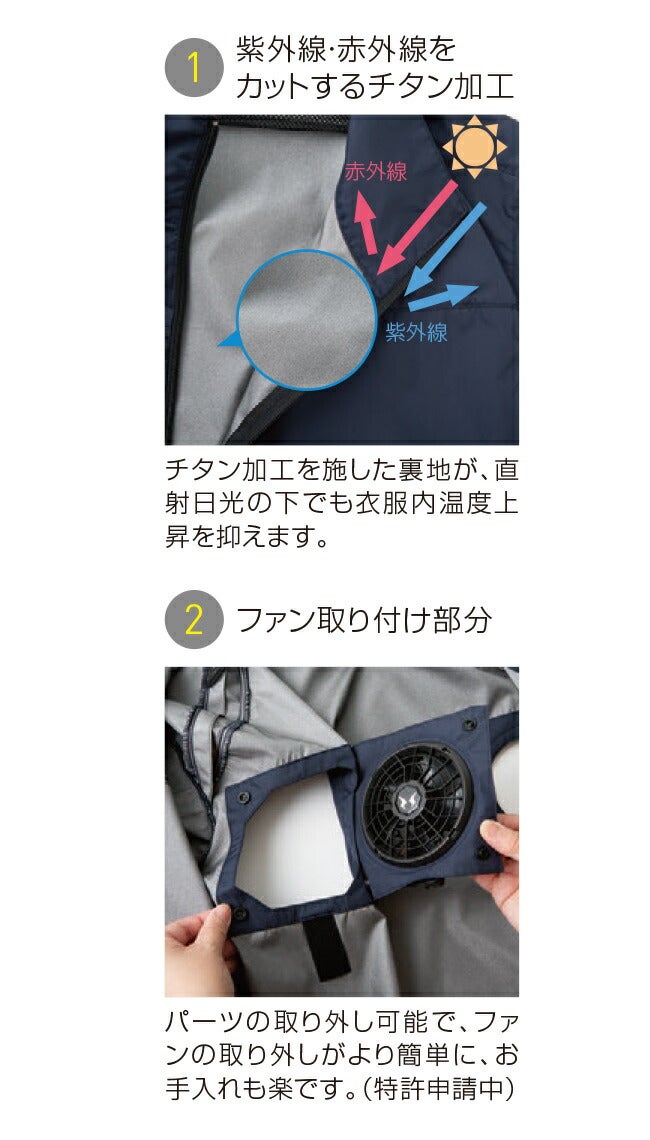 【2026年24V日本製バッテリー＆ファン付き】サンエスSUN-S空調風神服【KF92512】チタン加工ベスト|夏クール空調空調ウェア涼しい冷たい爽快ひんやりアイスウェア冷感ウェア冷却作業着現場作業場夏場熱中症暑さ対策熱中症対策実用フルセット