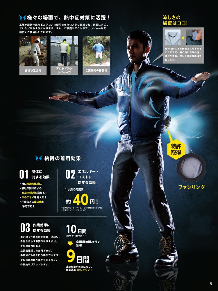 【2026年24V日本製バッテリー＆ファン付き】サンエスSUN-S空調風神服KF91400長袖ワークブルゾン薄生地WA11711シリーズパンツに対応｜風神綿100％おしゃれカジュアルかっこいいKU91400