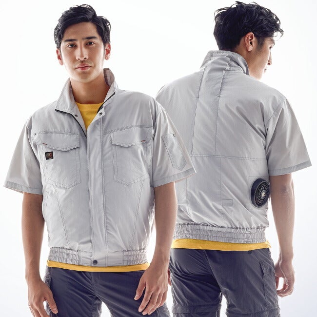【2026年24V日本製バッテリー＆ファン付き】サンエスSUN-S空調風神服KF91450半袖ブルゾンコットンブロード｜新モデル新色UVカット胸ポケットベストメッシュマジックパターン涼しい夏夏用おしゃれカジュアルメンズレディースKU91450