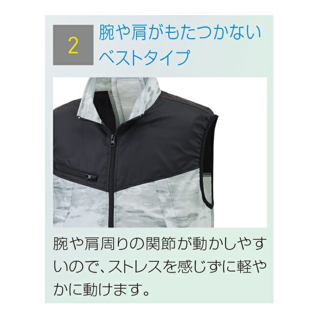 【2026年30V海外製バッテリー＆ファン付き】サンエスSUN-S空調風神服KF92162ベストKU92162|夏涼しいクール空調ウェア服作業着夏場現場作業熱中症対策おしゃれかっこいいカジュアルメンズレディース作業着作業服フルセット