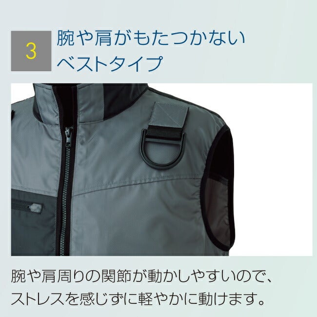 【2026年24V日本製バッテリー＆ファン付き】サンエスSUN-S空調風神服KF95990Gフルハーネス用ベスト｜防水新モデル新色メンズレディース夏猛暑酷暑熱中症涼しい空調おしゃれカジュアルかっこいい高所フックハーネス新基準対応KU95990G