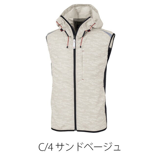 【2026年24V日本製バッテリー＆ファン付き】空調風神服MHAK空調ウェア服【MK-400】00400フード付きベスト|夏涼しいクール空調ウェア服作業着夏場現場作業熱中症対策おしゃれかっこいいカジュアルメンズレディースフルセット
