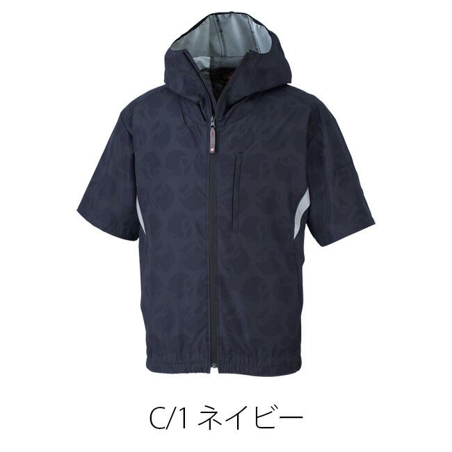 【2026年30V海外製バッテリー＆ファン付き】空調風神服MHAK空調ウェア服【MK-500】00501フード付き半袖ブルゾン|夏涼しいクール空調ウェア服作業着夏場熱中症対策おしゃれかっこいいカジュアルメンズレディースフルセット