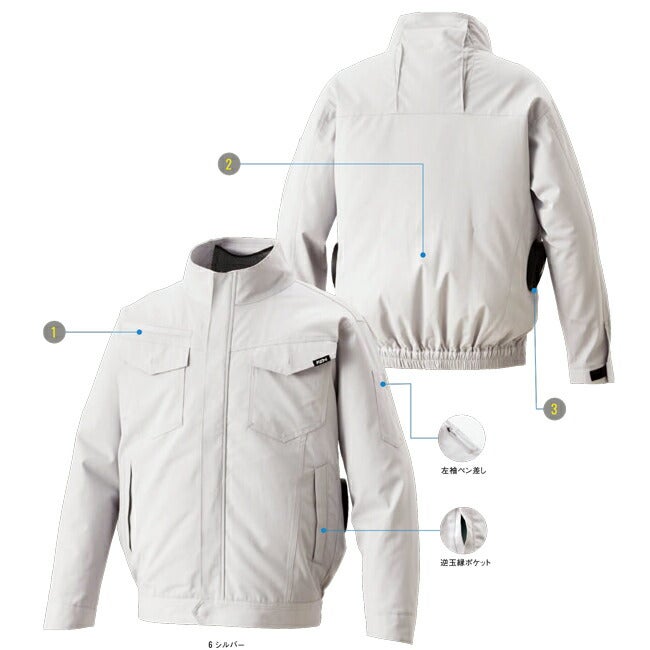 【2026年24V日本製バッテリー＆ファン付き】サンエスSUN-S空調風神服空調ウェア【KF92661】難燃制電長袖ブルゾン