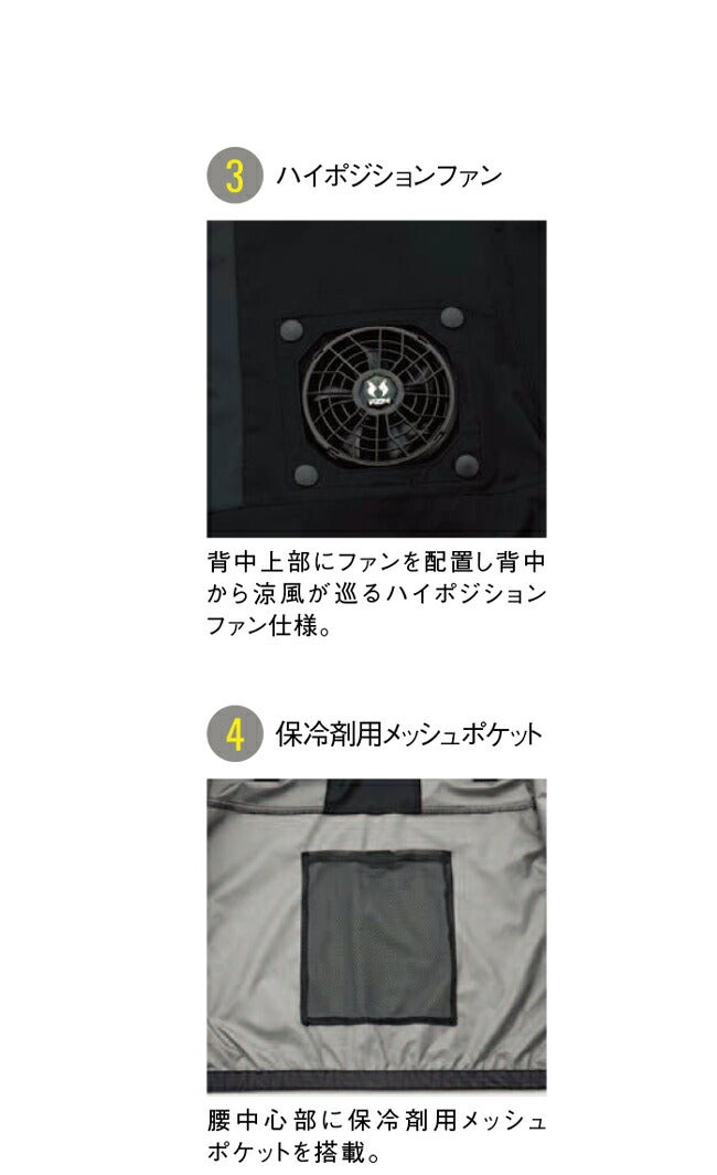 【2026年30V海外製バッテリー＆ファン付き】サンエスSUN-S空調風神服空調ウェア【KF96010】チタン加工半袖ブルゾン